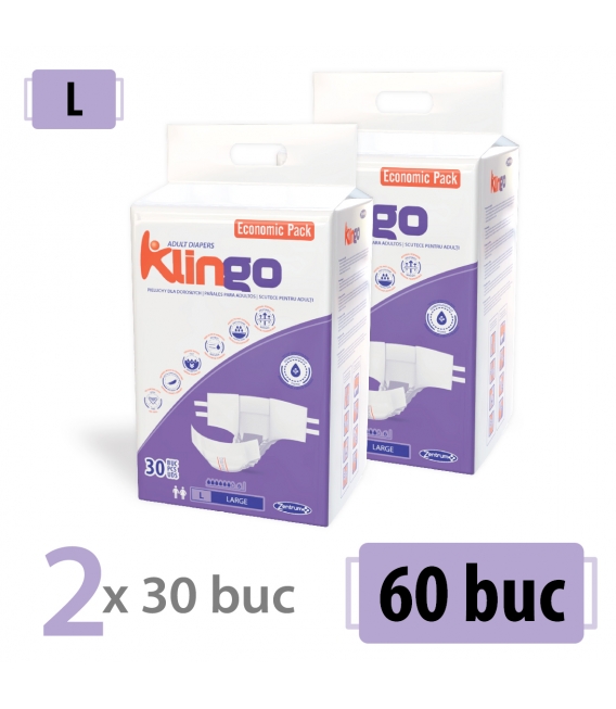 Scutece Adult Klingo Economic L - Pachet Promotional 2x30 buc